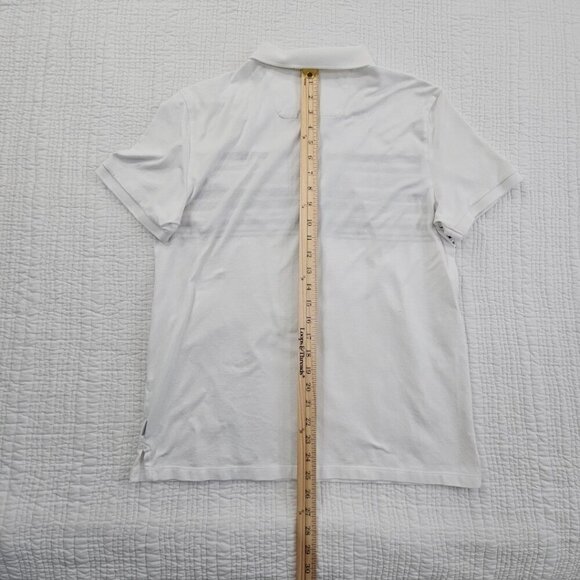 Calvin Klein Mercerized Slim Fit Men's Medium Polo Tennis Golf Shirt White Grey - Picture 12 of 13